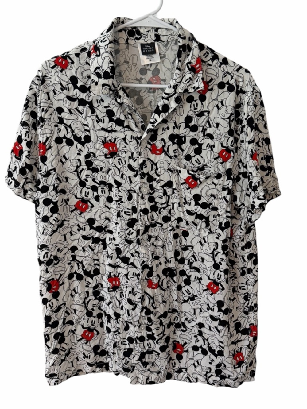 Disney Black & White Mickey Mouse Short Sleeve Button-Down (008)